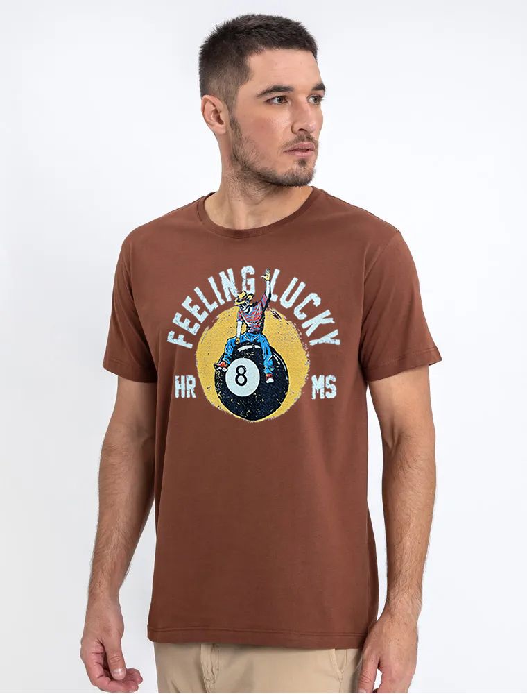 Camiseta Feeling Lucky Marrom